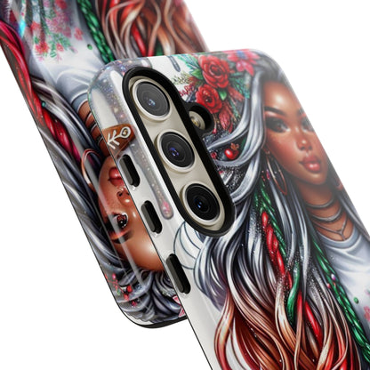 Festive Boho Queen – Holiday Glow & Candy Cane Braids Mobile Cover