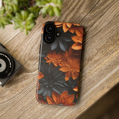 Orange & Black 3D Floral Mobile Case