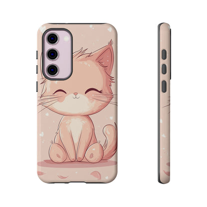Kawaii Blush Kitty – Chibi Anime Cat Phone Case for iPhone, Samsung & Pixel
