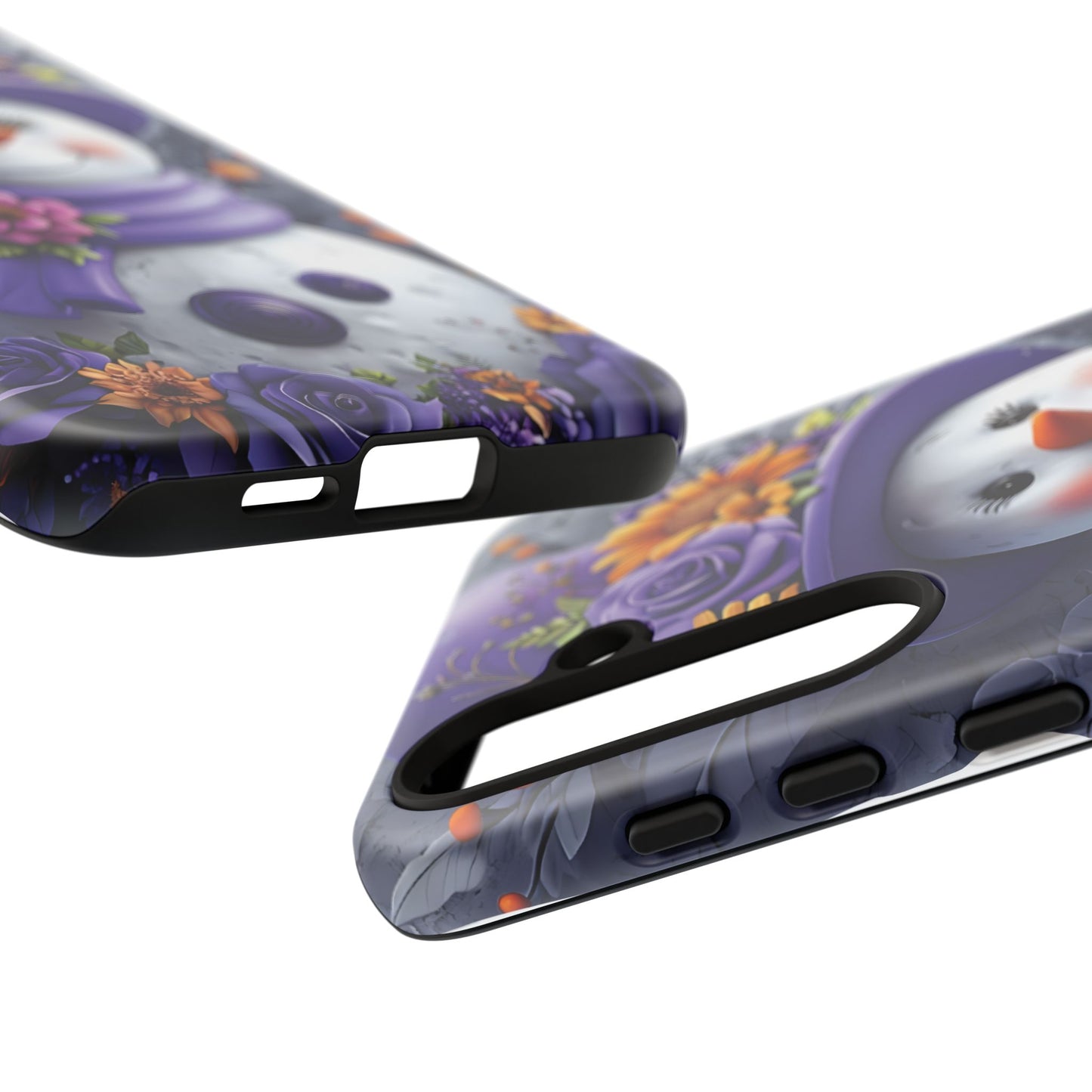 Cheerful Snowman With Colorful Floral Hat And Scarf phone case design