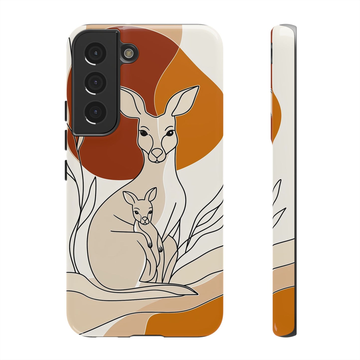 Outback Love: Kangaroo & Joey Line Art Phone Case for iPhone, Samsung & Pixel