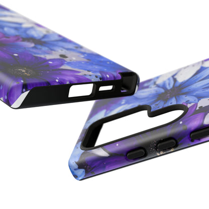 Blue & Purple Floral Splash Mobile Cover – Elegant Artistic Flowers