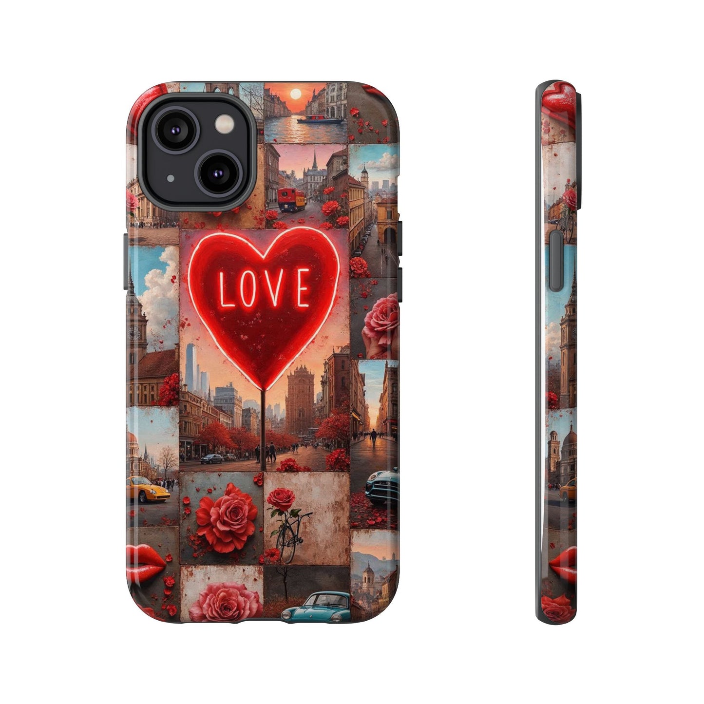 Neon Love Heart & Rose Phone Case