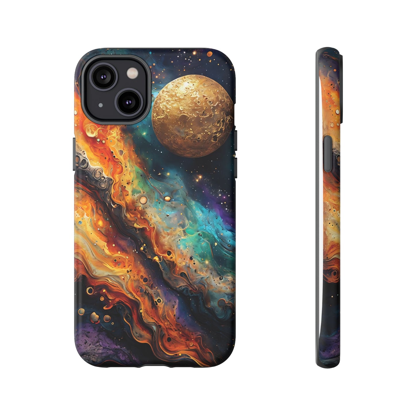 Cosmic Abstract Artwork With Dynamic Swirling Fluid Patterns phone case design.