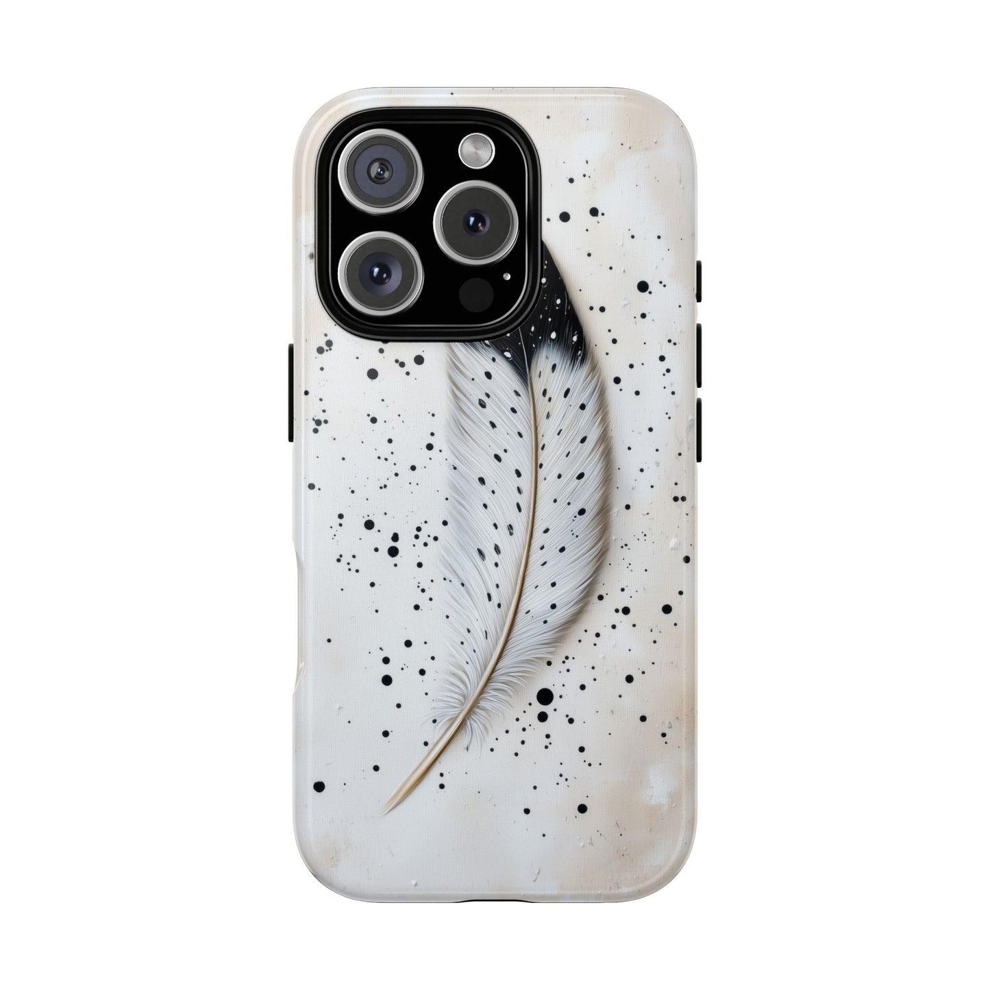 Elegant Owl Feather Phone Case – Black & White for iPhone, Samsung & Google Pixel