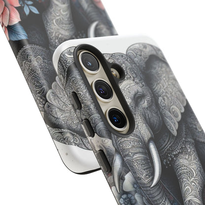 Mandala Elephant Mobile Cover – Elegant Black & White Floral Art