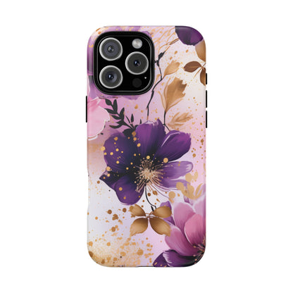 Luxury Purple & Gold Floral Aesthetic Mobile Case