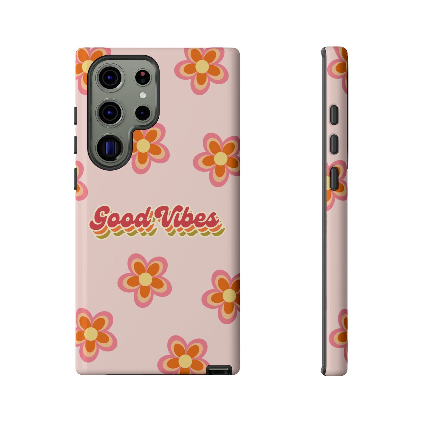 Retro Floral "Good Vibes" Phone Case – Vintage Aesthetic for iPhone, Samsung & Google Pixel