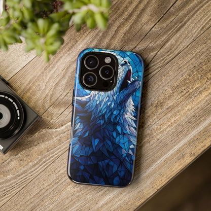 Mystic Moon Wolf – Stained Glass Mosaic Phone Case for iPhone, Samsung & Pixel