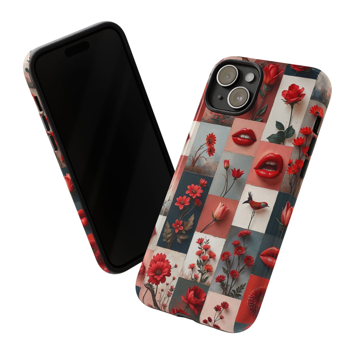 Red Flowers & Lips Collage Phone Case