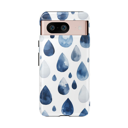 Indigo Rain Drops Watercolor Phone Case for iPhone, google Pixel & Samsung