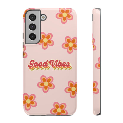 Retro Floral "Good Vibes" Phone Case – Vintage Aesthetic for iPhone, Samsung & Google Pixel