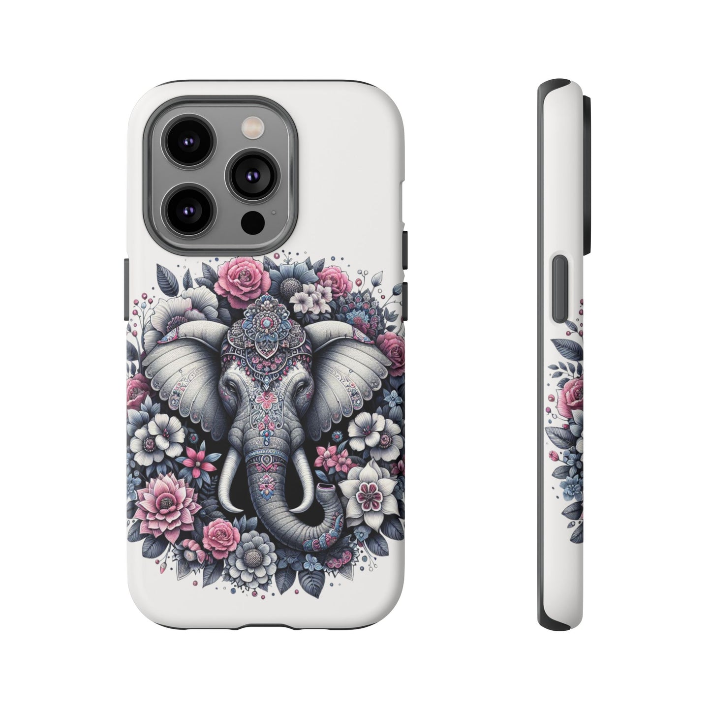 Ornate Floral Elephant Mobile Cover – Elegant Bohemian Art