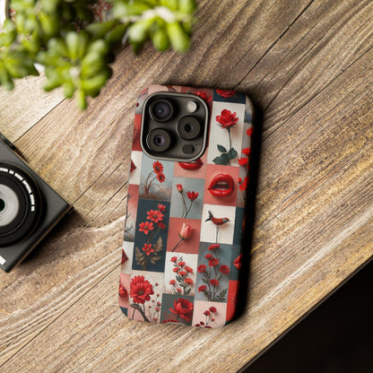 Red Flowers & Lips Collage Phone Case