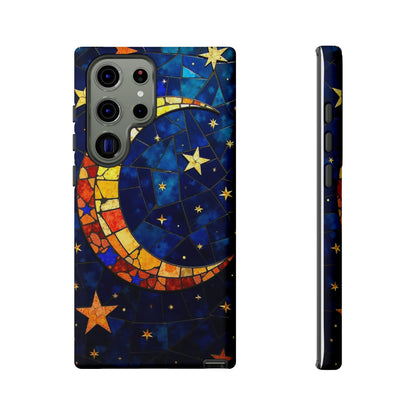 Celestial Crescent: Vibrant Moon and Stars Phone Case