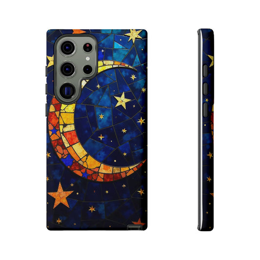 Celestial Crescent: Vibrant Moon and Stars Phone Case