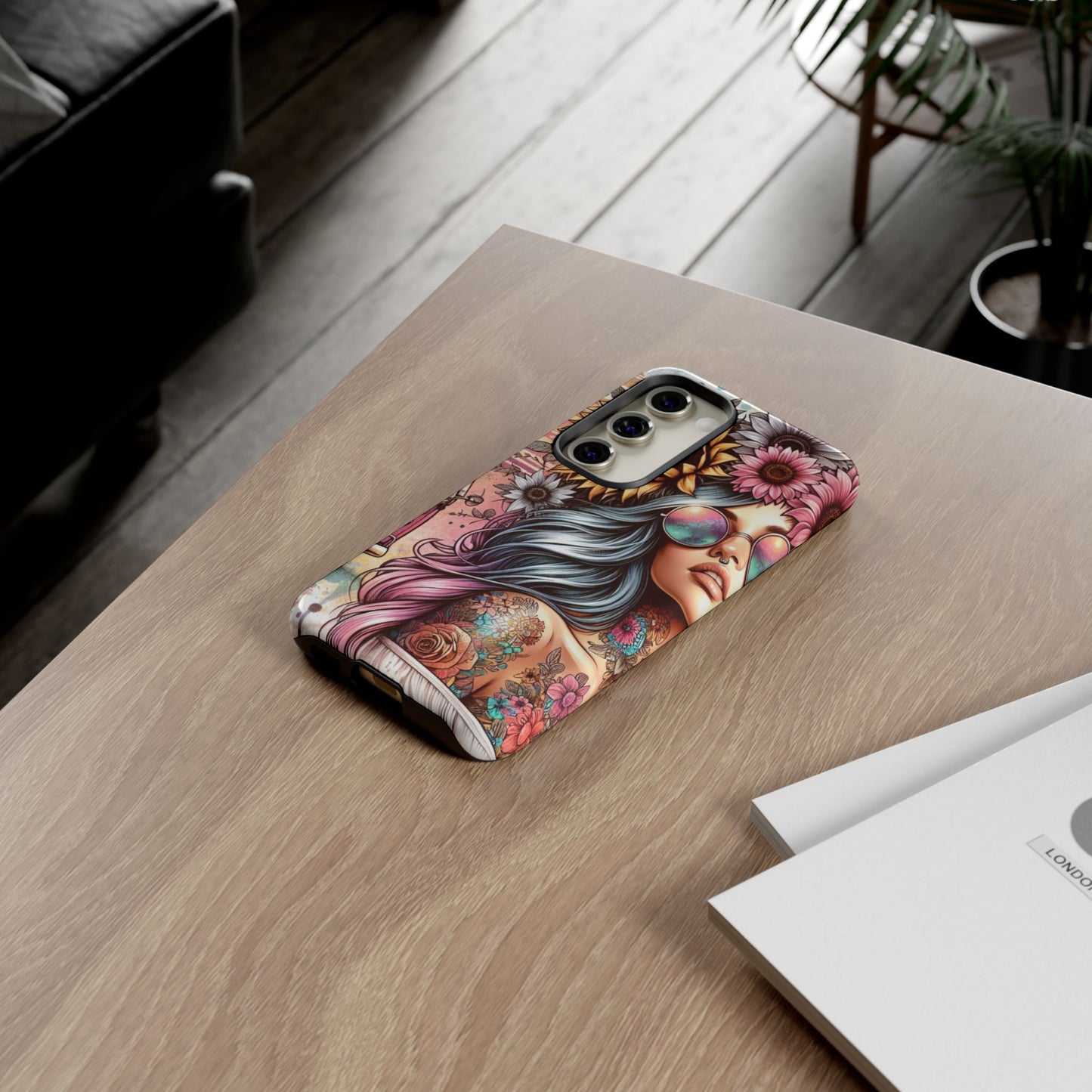 Retro Boho Wanderer – Sunflower Hippie Van Mobile Cover
