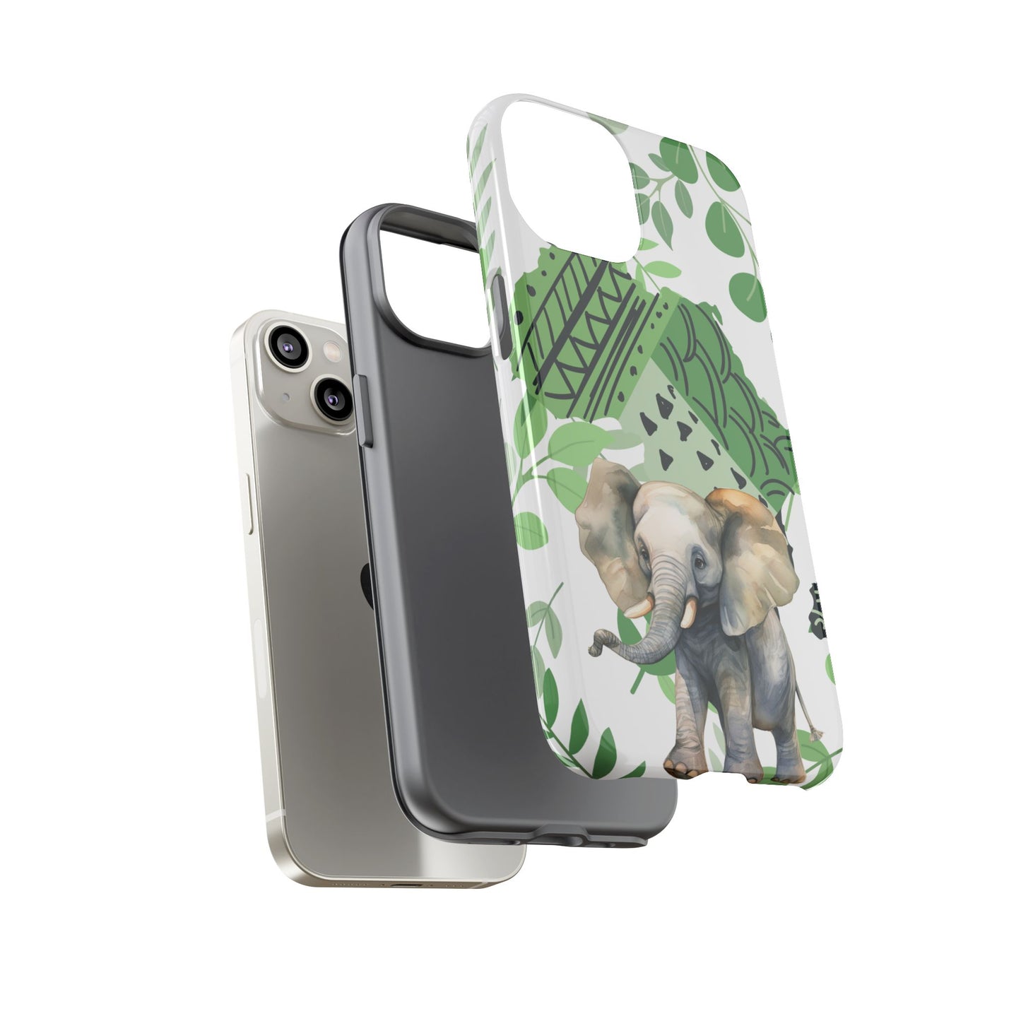 Playful Baby Elephant Mobile Cover – Tropical Boho Art