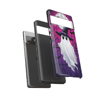 Stylized Halloween Illustration of a Ghost in Stained Glass  phone case design.