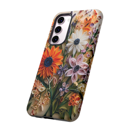 Intricate Quilled Floral Artwork In Vibrant Colors phone case design.