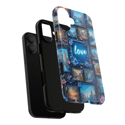 Blue Floral Love Frame Phone Case