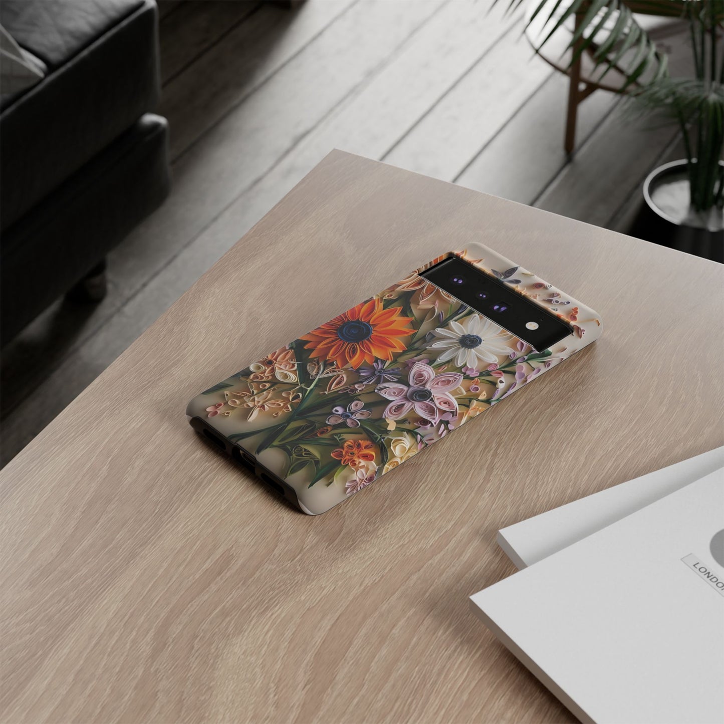 Intricate Quilled Floral Artwork In Vibrant Colors phone case design.
