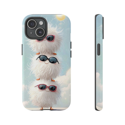 Fluffy Anime Phone Case – Cute Kawaii Fuzzy Creatures, Aesthetic Pastel Art, Soft Cloudy Background, iPhone, Samsung & Google Pixel Case