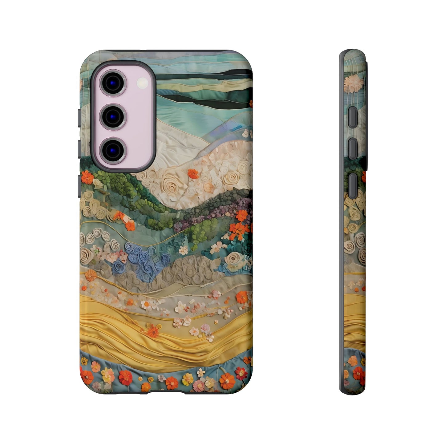 Intricate Textile Art Piece Showcasing Vibrant Layers And Colors phone case design.