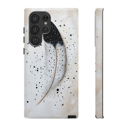 Elegant Owl Feather Phone Case – Black & White for iPhone, Samsung & Google Pixel