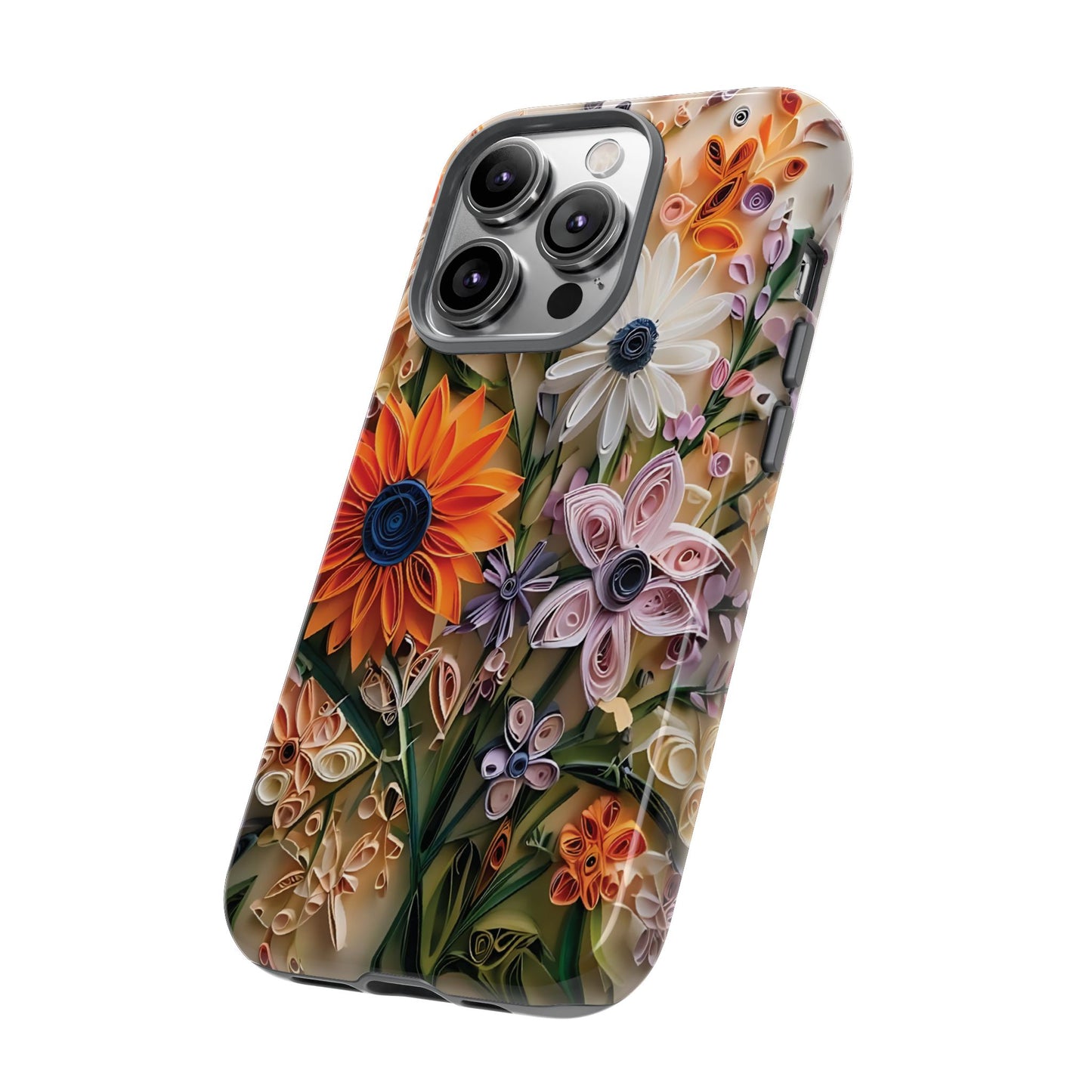 Intricate Quilled Floral Artwork In Vibrant Colors phone case design.