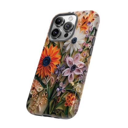 Intricate Quilled Floral Artwork In Vibrant Colors phone case design.