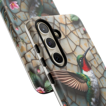 Vivid Hummingbird with Blossoming Branches | Artistic Mosaic Style