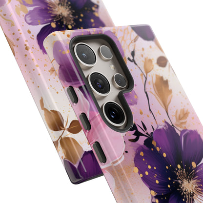 Luxury Purple & Gold Floral Aesthetic Mobile Case