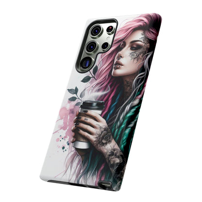 Boho Rebel – Vibrant Dreadlocks & Tattooed Coffee Lover Mobile Cover