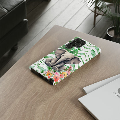 Cute Baby Elephant Mobile Cover – Floral & Tropical Aesthetic
