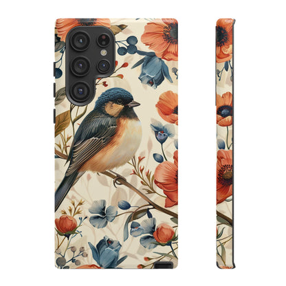 Floral Bird Phone Case - Elegant Nature-Inspired Cover for iPhone, Samsung & Google Pixel