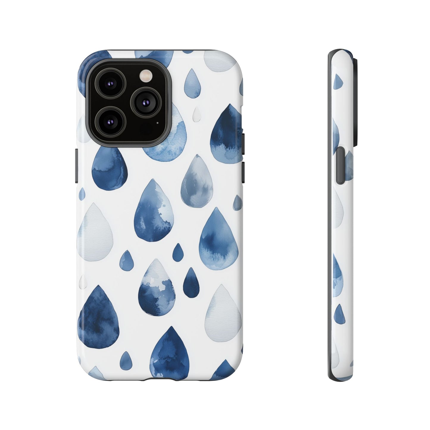 Indigo Rain Drops Watercolor Phone Case for iPhone, google Pixel & Samsung