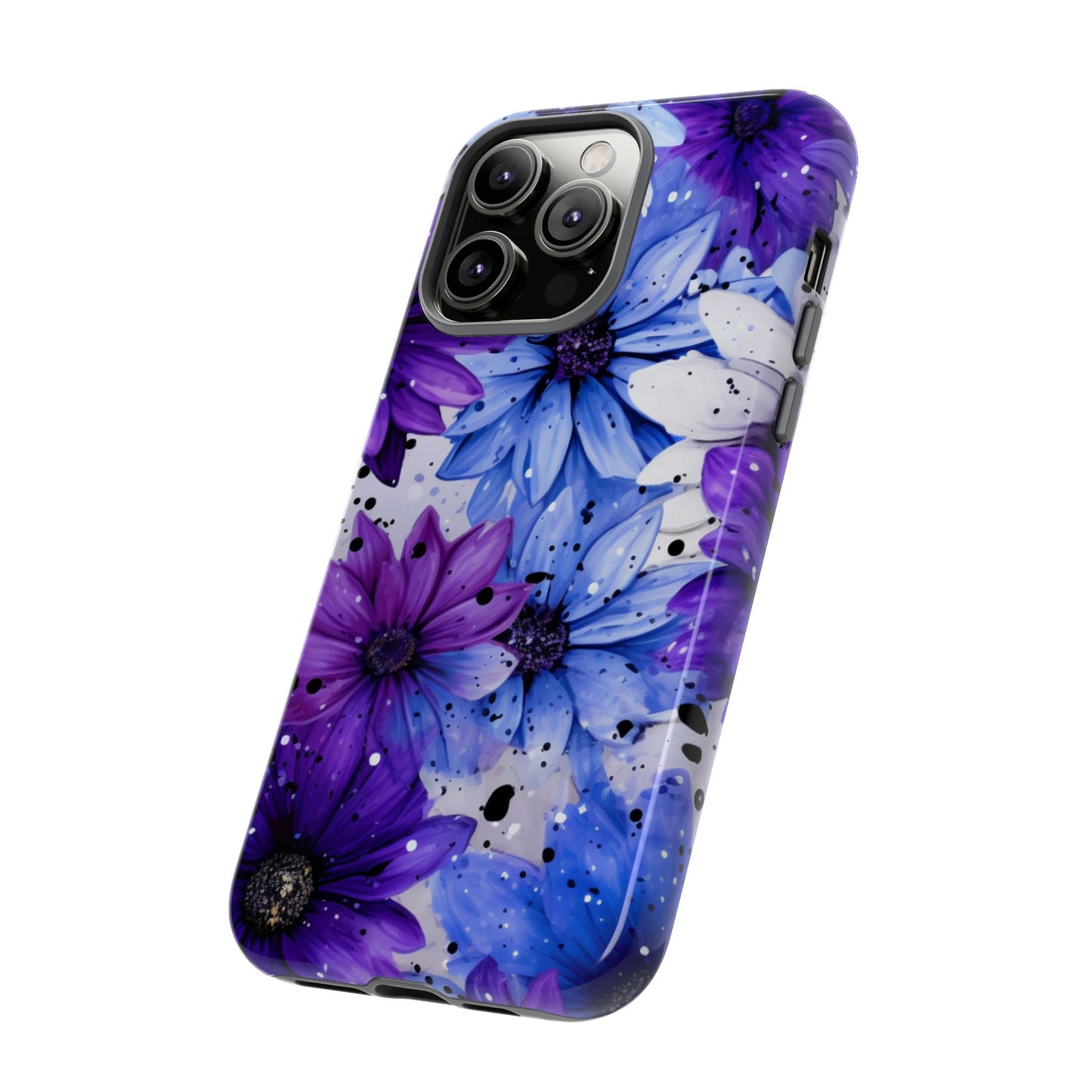 Blue & Purple Floral Splash Mobile Cover – Elegant Artistic Flowers