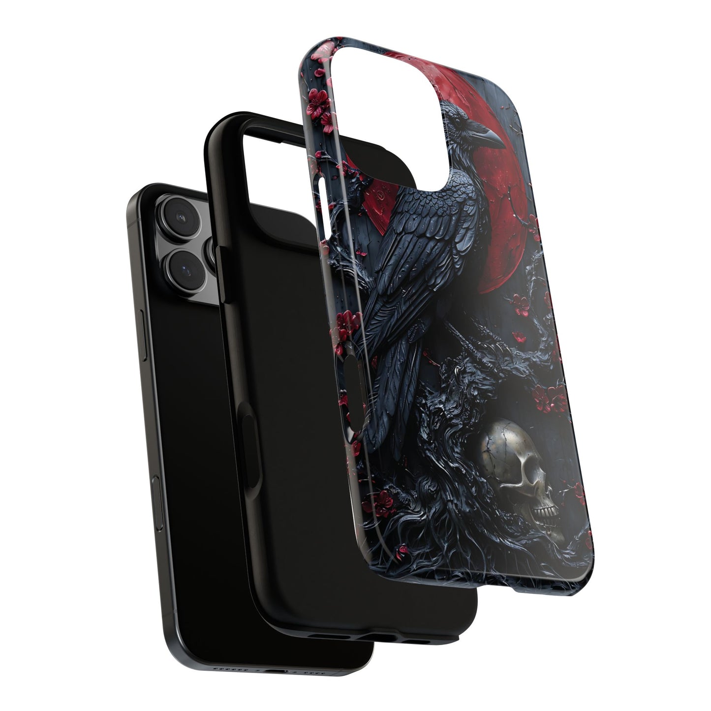 Gothic Sculpture Of Raven On Charcoal Tree Branch phone case design
