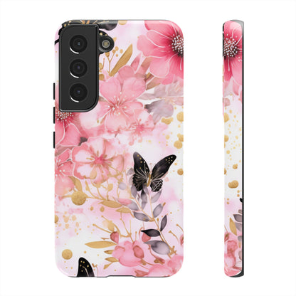 Pink Blossom & Gold Butterfly Mobile Case