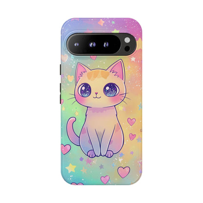 Rainbow Galaxy Cat Phone Case – Cute Anime Aesthetic for iPhone, Google Pixel & Samsung