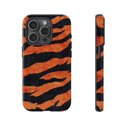 Burnt Orange & Black Tiger Stripes Phone Case for iPhone, Samsung & Google Pixel