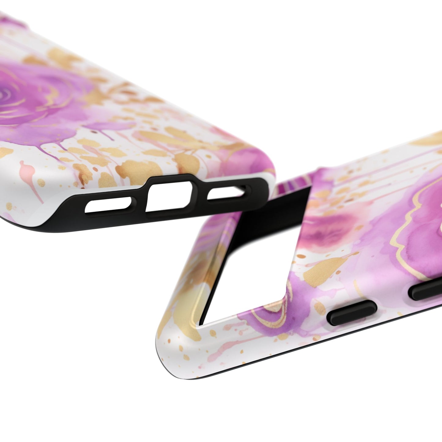 Elegant Purple-Gold Watercolor Rose Mobile Case