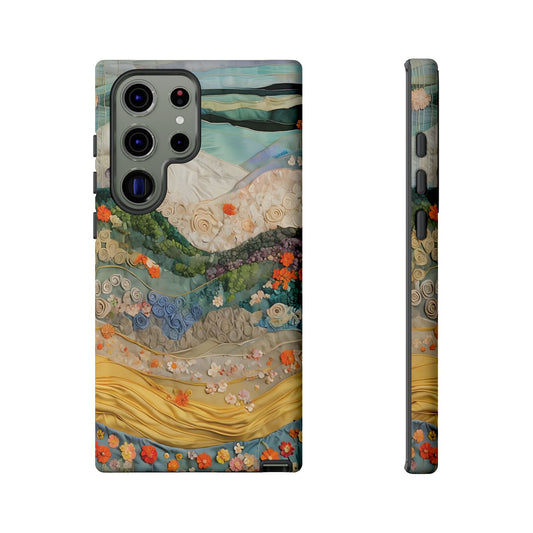 Intricate Textile Art Piece Showcasing Vibrant Layers And Colors phone case design.