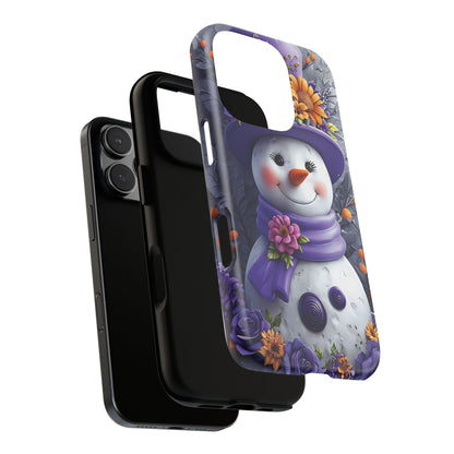 Cheerful Snowman With Colorful Floral Hat And Scarf phone case design