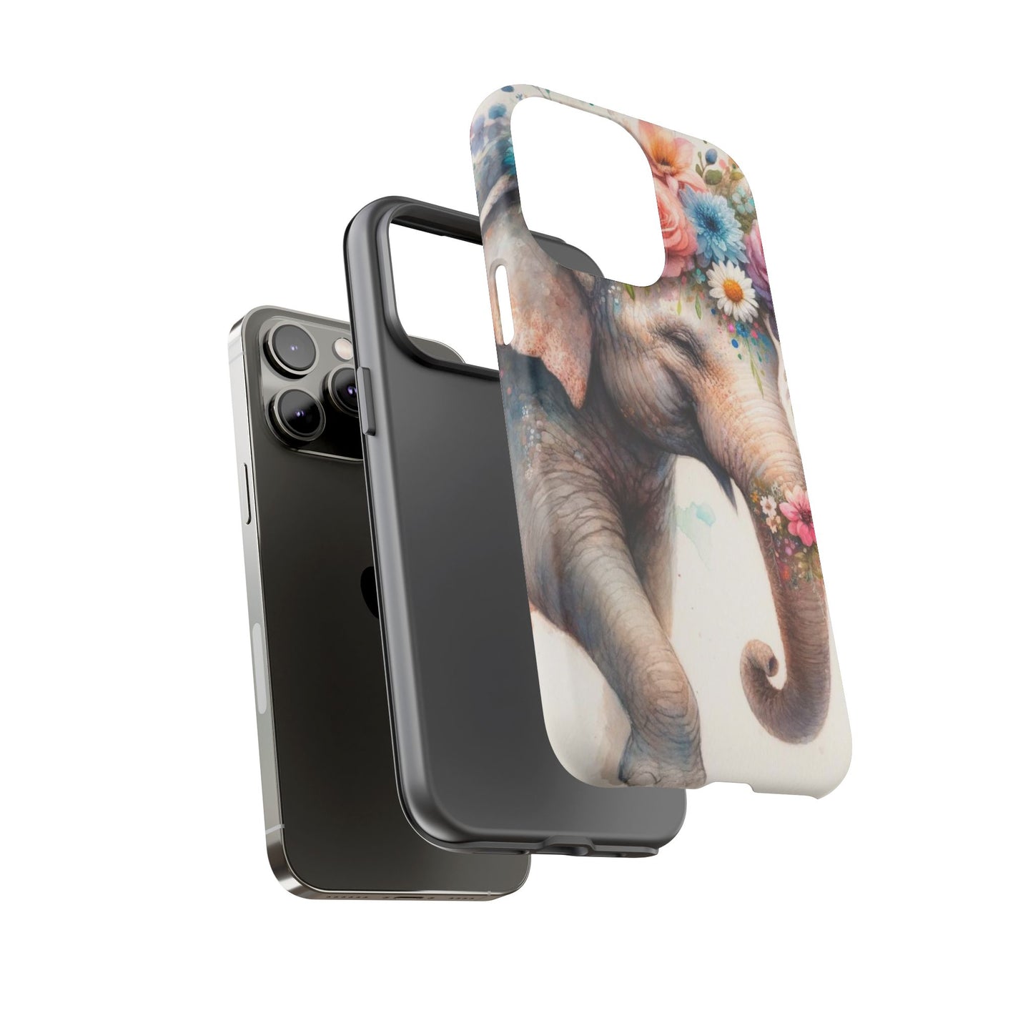 Joyful Floral Elephant Mobile Cover – Whimsical Watercolor Art