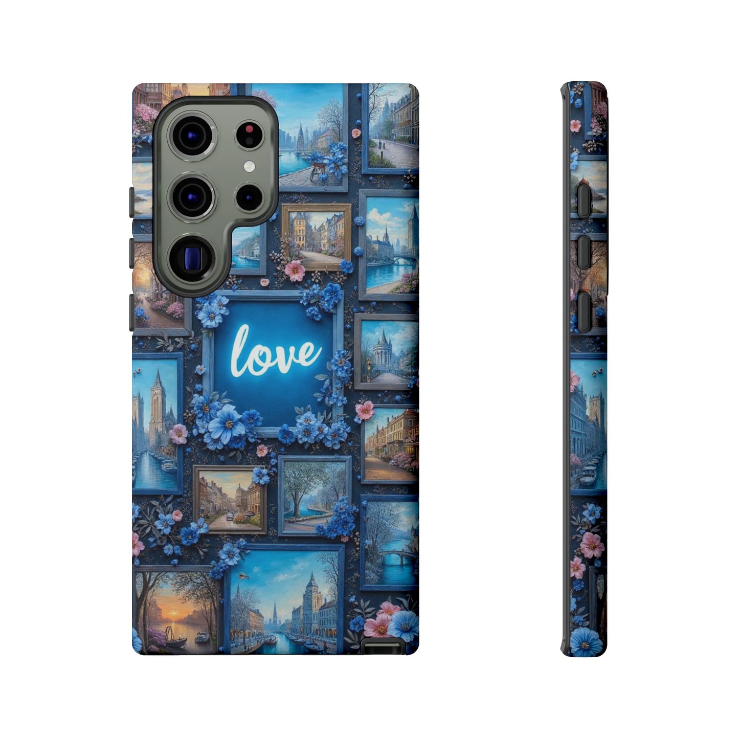 Blue Floral Love Frame Phone Case