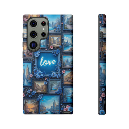 Blue Floral Love Frame Phone Case