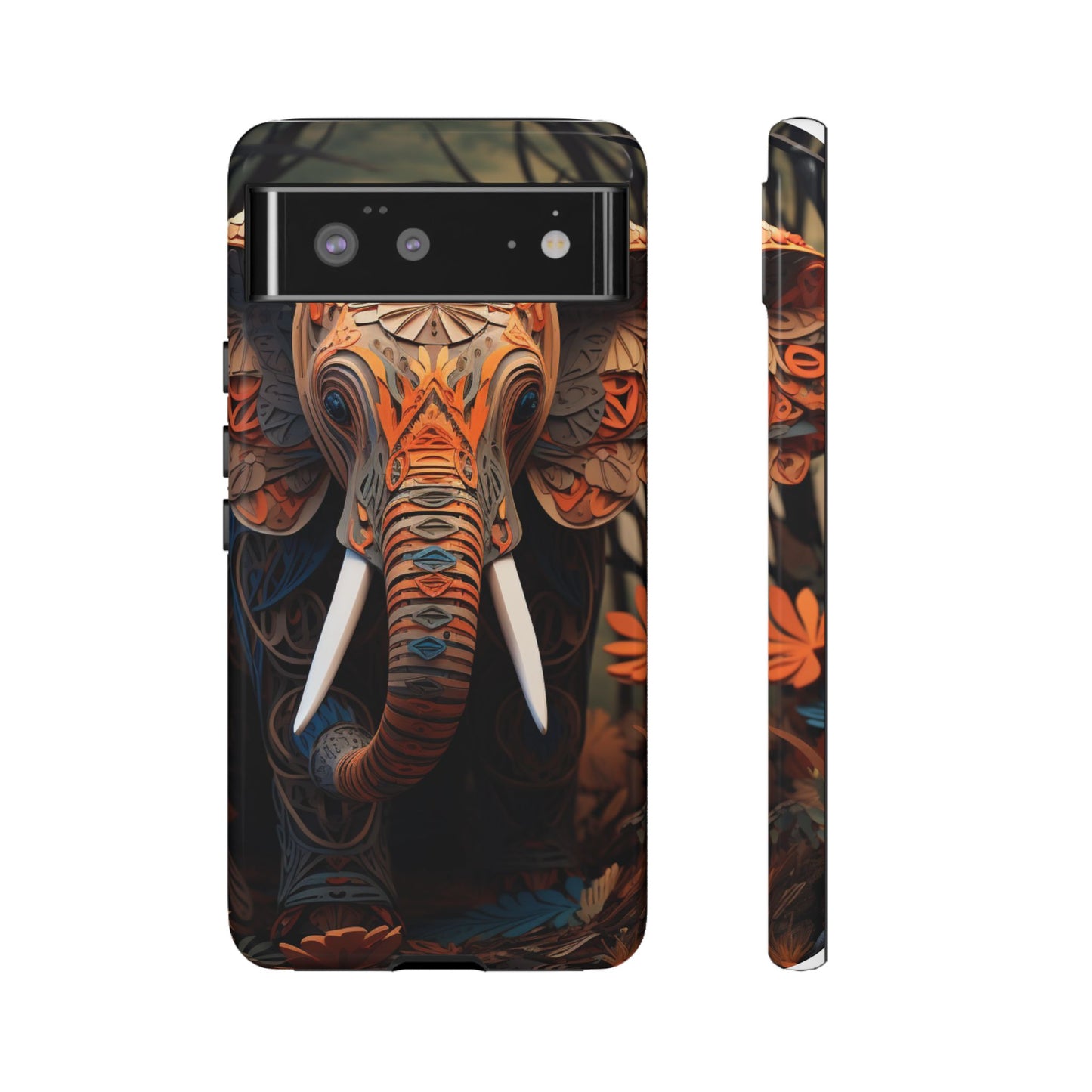 Elegant Artistic Elephant Mobile Cover – Intricate Paper-Cut Design