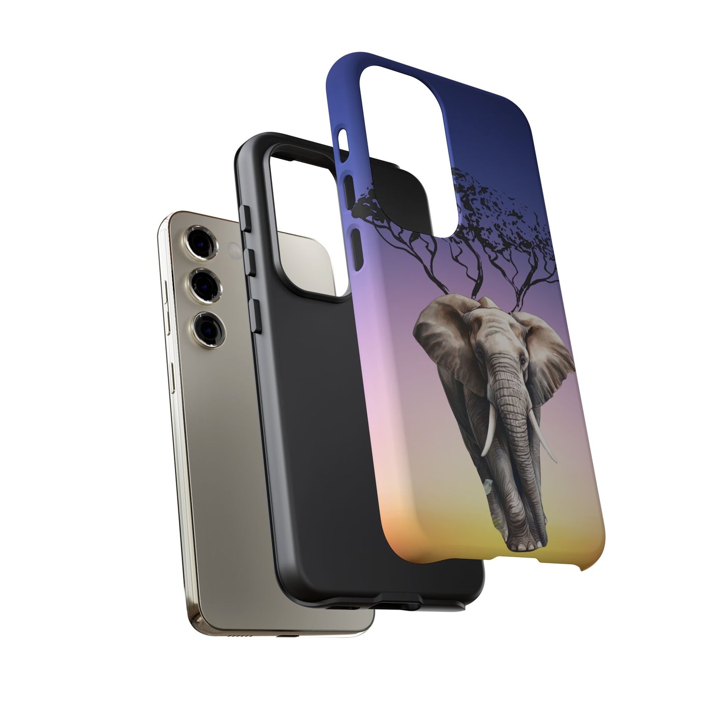 Surreal Elephant Tree Mobile Cover – Dreamy Sunset Fantasy